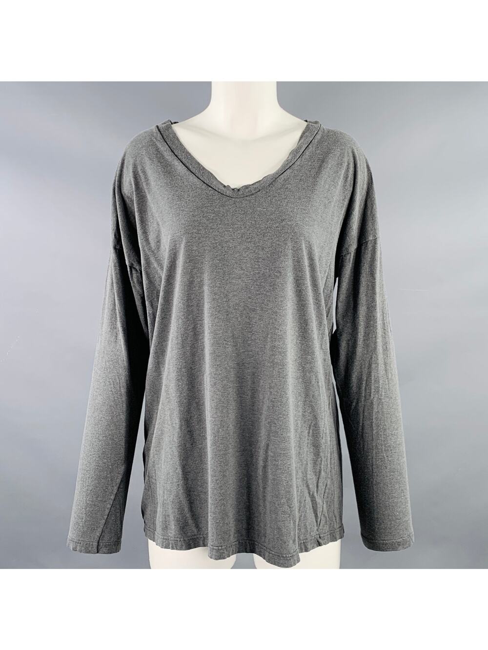 DRIES VAN NOTEN Size M Grey Charcoal V-Neck Casual Top